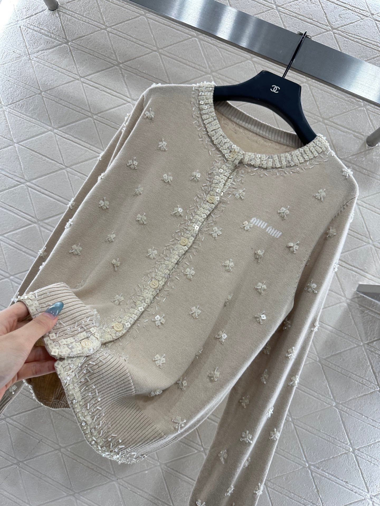 Sequin studded knitted cardigan