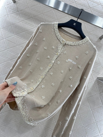 Sequin studded knitted cardigan