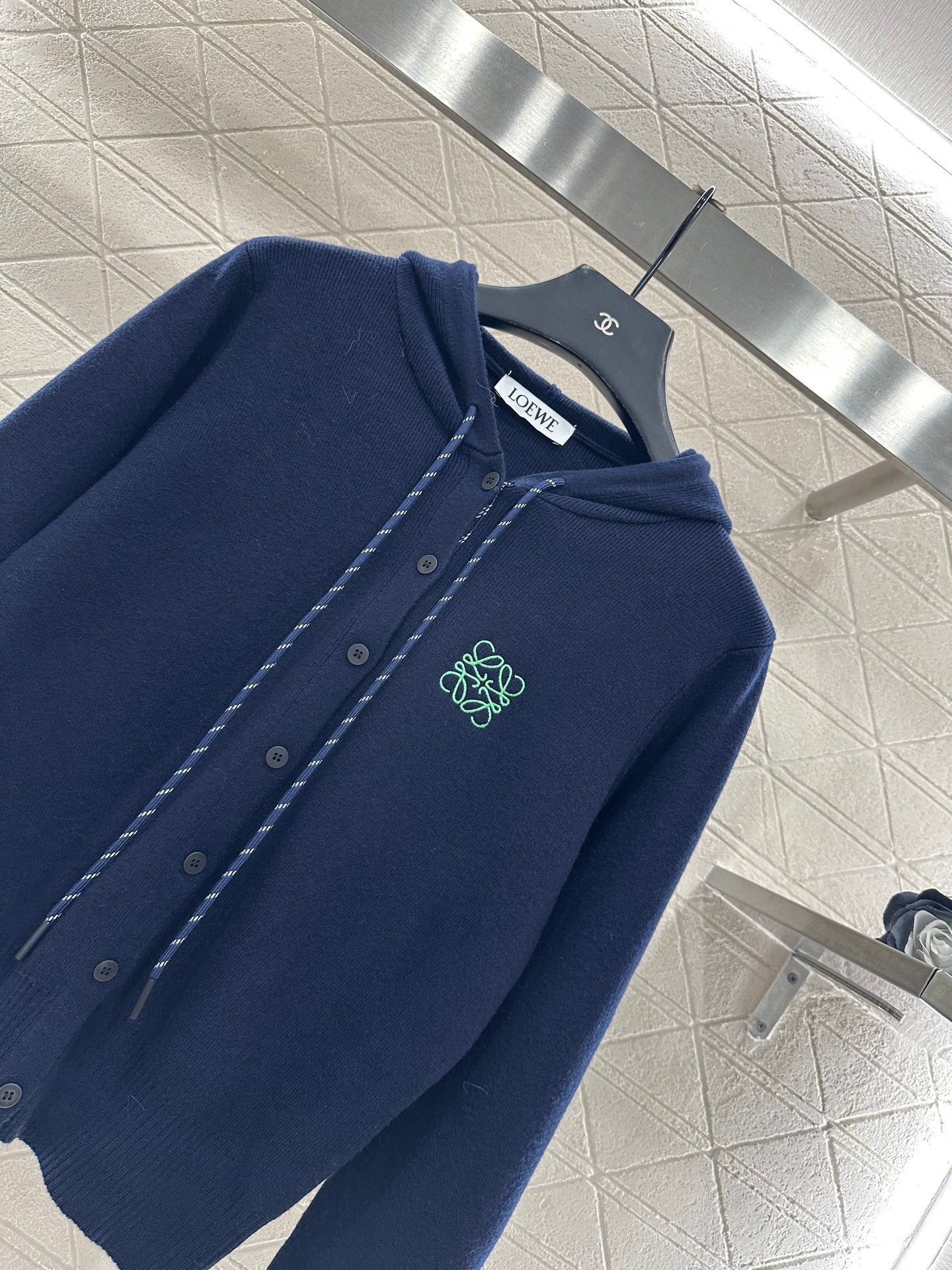 Hooded knitted cardigan