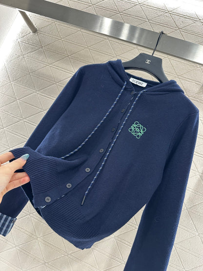 Hooded knitted cardigan