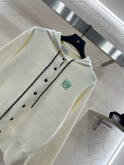 Hooded knitted cardigan