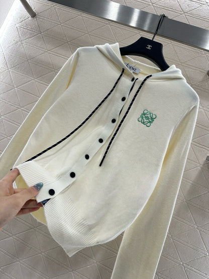 Hooded knitted cardigan