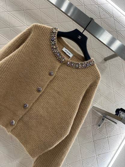 Nail bead knitted cardigan