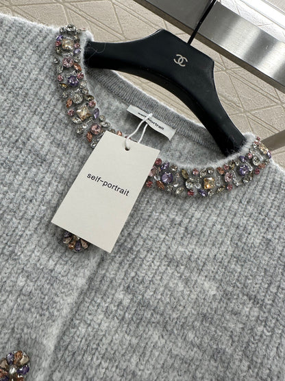 Nail bead knitted cardigan