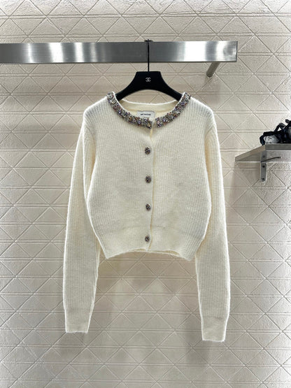 Nail bead knitted cardigan