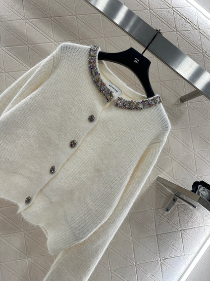 Nail bead knitted cardigan
