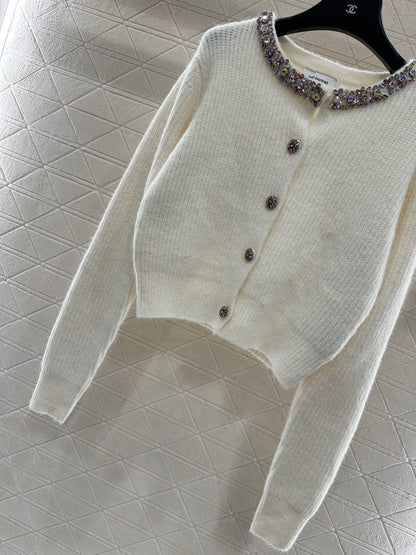 Nail bead knitted cardigan