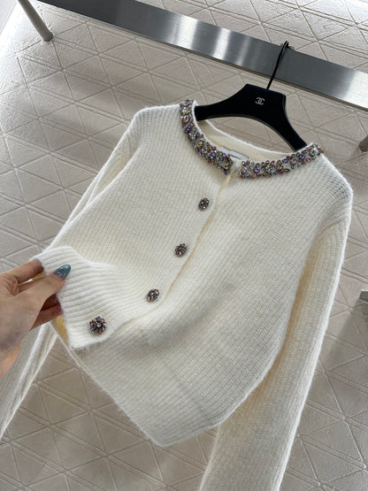 Nail bead knitted cardigan