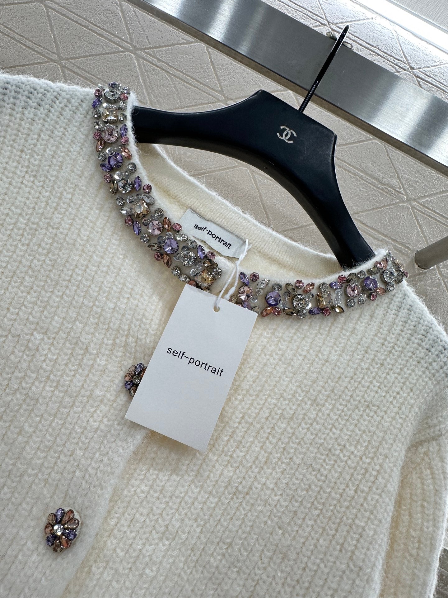 Nail bead knitted cardigan