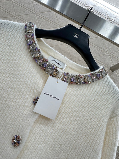 Nail bead knitted cardigan