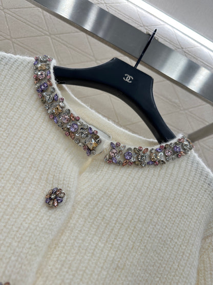 Nail bead knitted cardigan