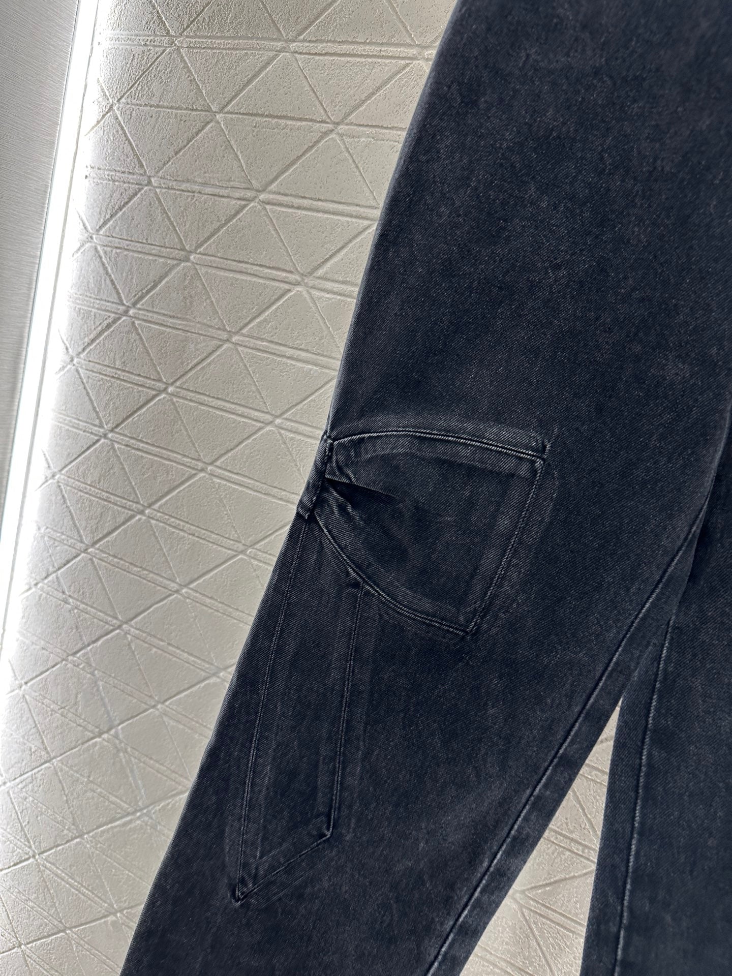 Bow tie denim straight leg pants