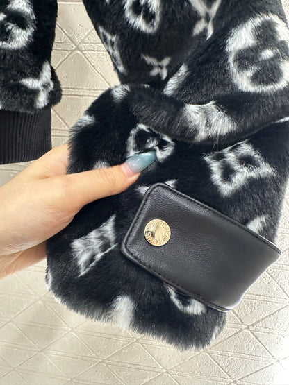 Splicing leather teddy lamb jacket