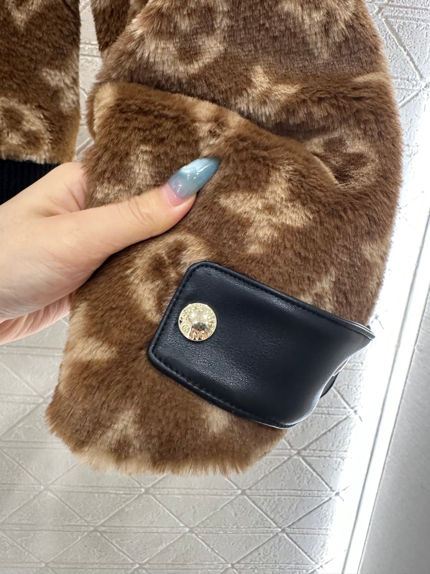 Splicing leather teddy lamb jacket