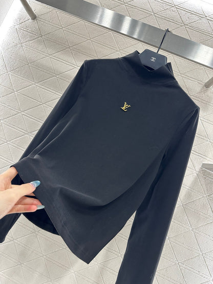 Slim fit letter logo high neck base shirt