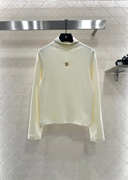 Slim fit letter logo high neck base shirt