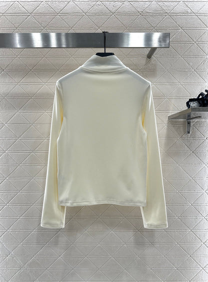 Slim fit letter logo high neck base shirt