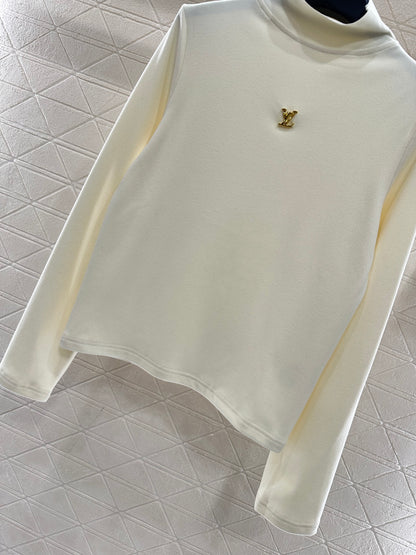 Slim fit letter logo high neck base shirt