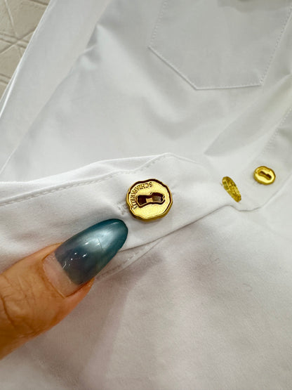 Bordered collar silhouette shirt