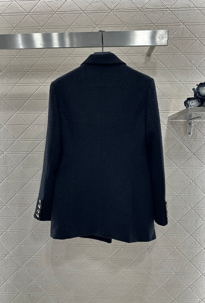 Inlaid gold badge shoulder pad suit jacket