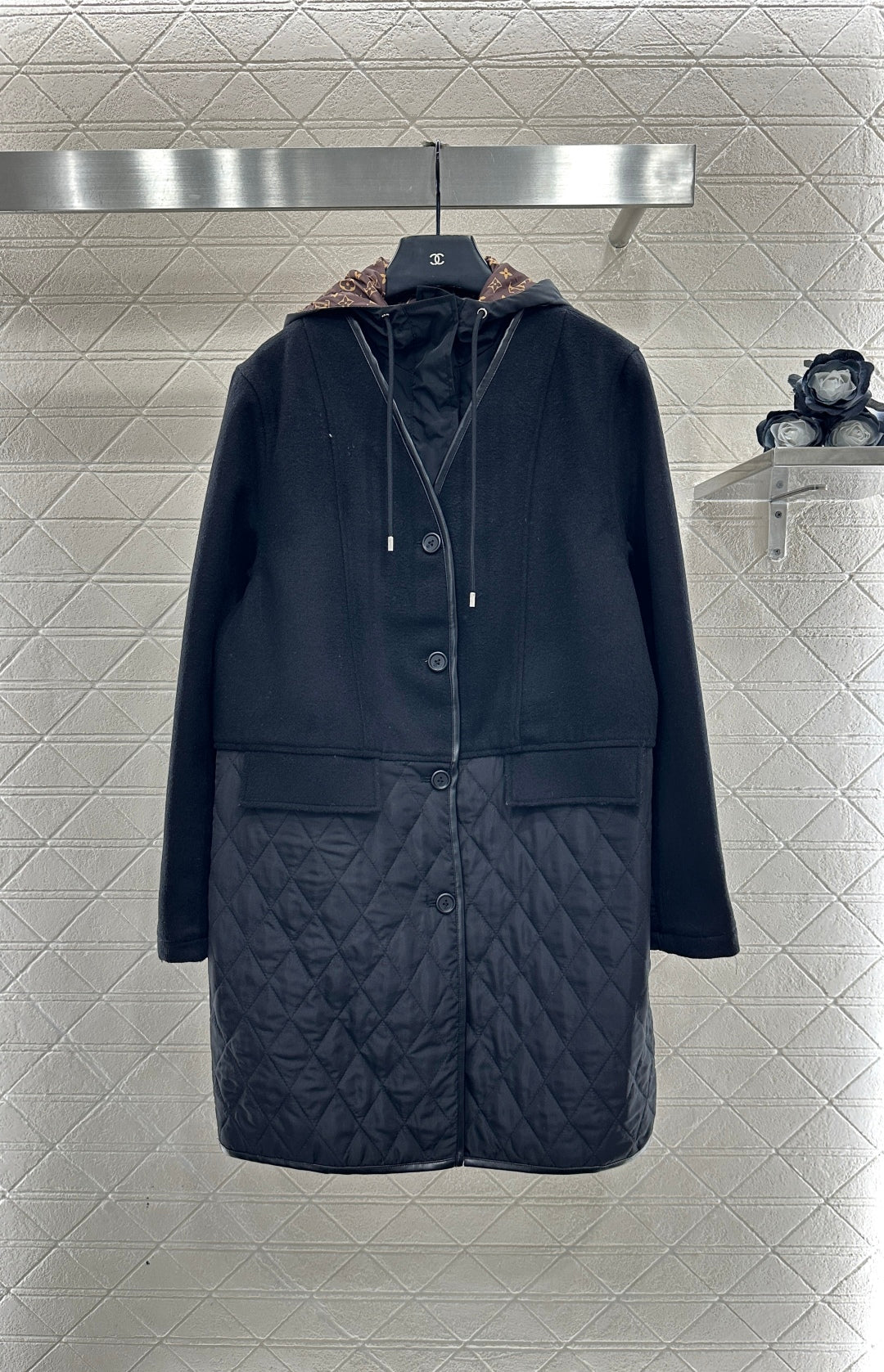 Detachable hooded spliced cotton jacket