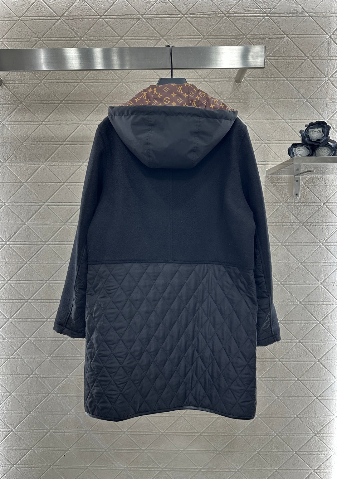 Detachable hooded spliced cotton jacket