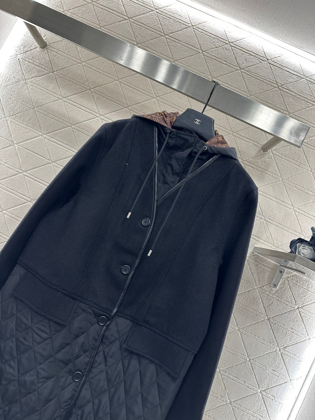 Detachable hooded spliced cotton jacket