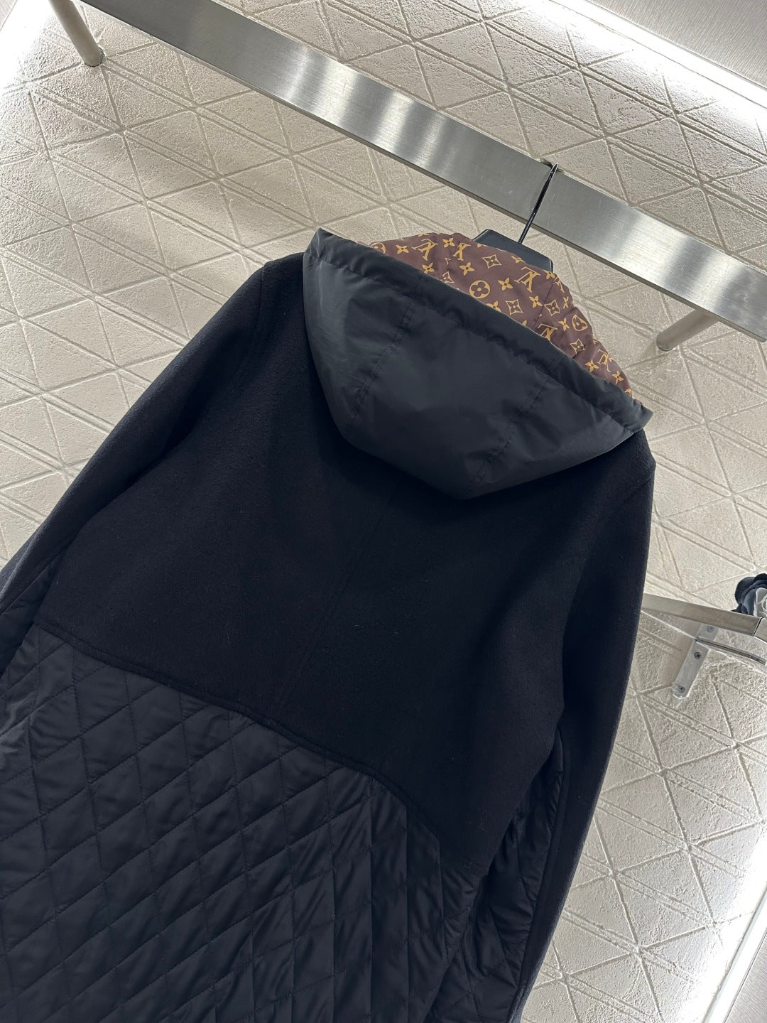 Detachable hooded spliced cotton jacket