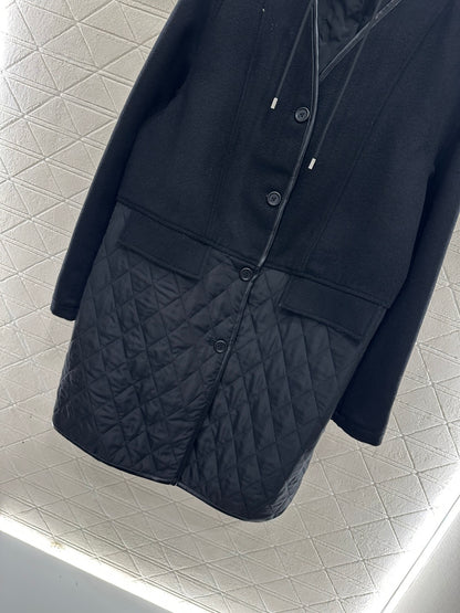 Detachable hooded spliced cotton jacket