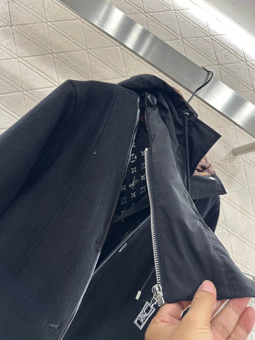 Detachable hooded spliced cotton jacket