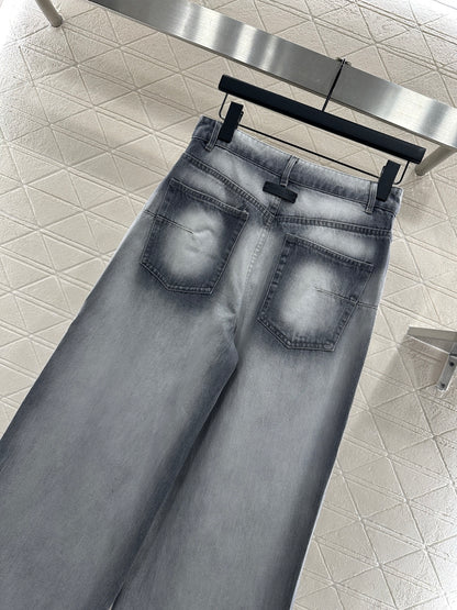 Polish white dyed denim pants