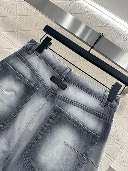 Polish white dyed denim pants