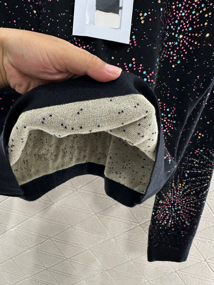 Round neck rhinestone jacquard sweater