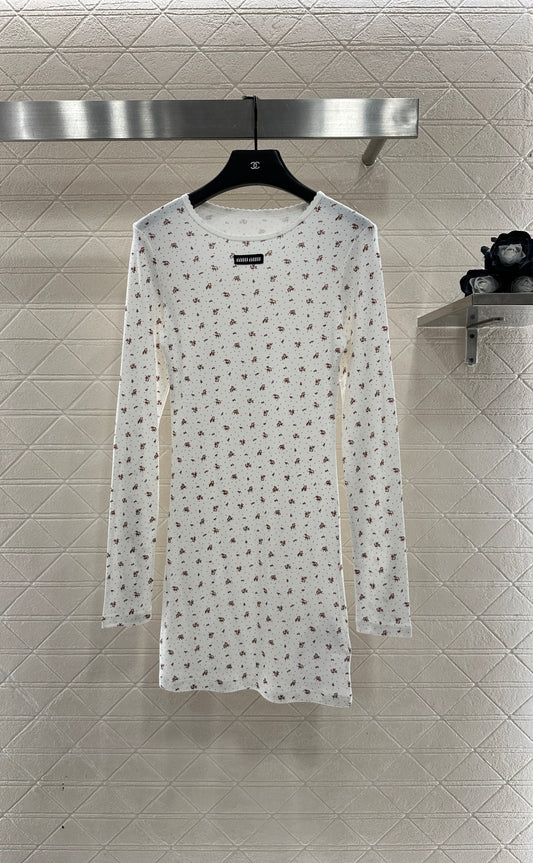 Slim fit round neck floral dress