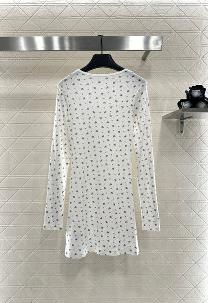 Slim fit round neck floral dress