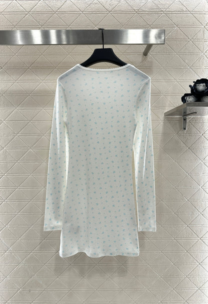 Slim fit round neck floral dress