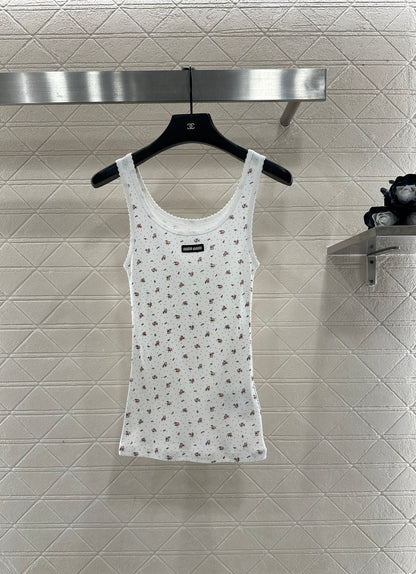 Slim fit U-neck floral vest