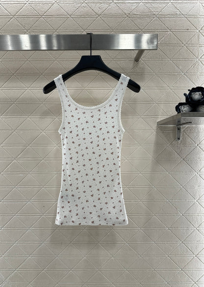 Slim fit U-neck floral vest