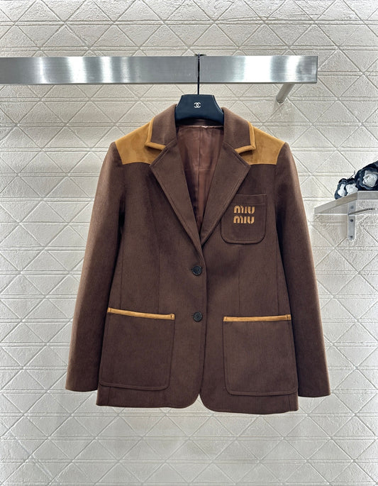 Corduroy contrasting coat