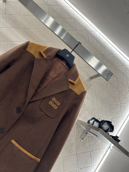 Corduroy contrasting coat