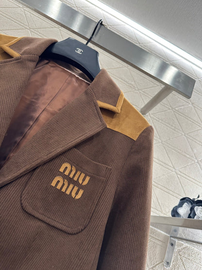 Corduroy contrasting coat