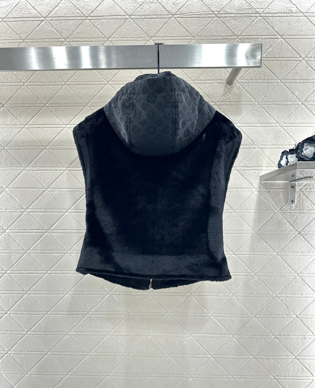 Hooded plush camisole vest