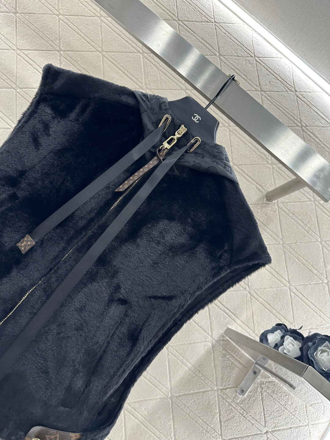 Hooded plush camisole vest