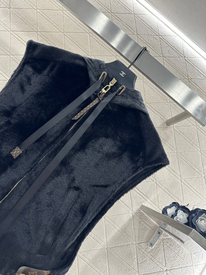 Hooded plush camisole vest