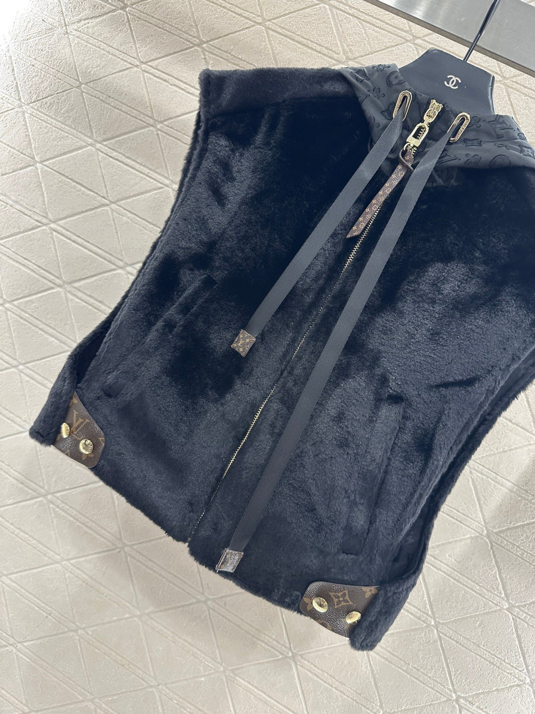 Hooded plush camisole vest