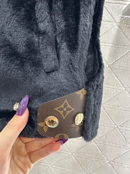 Hooded plush camisole vest