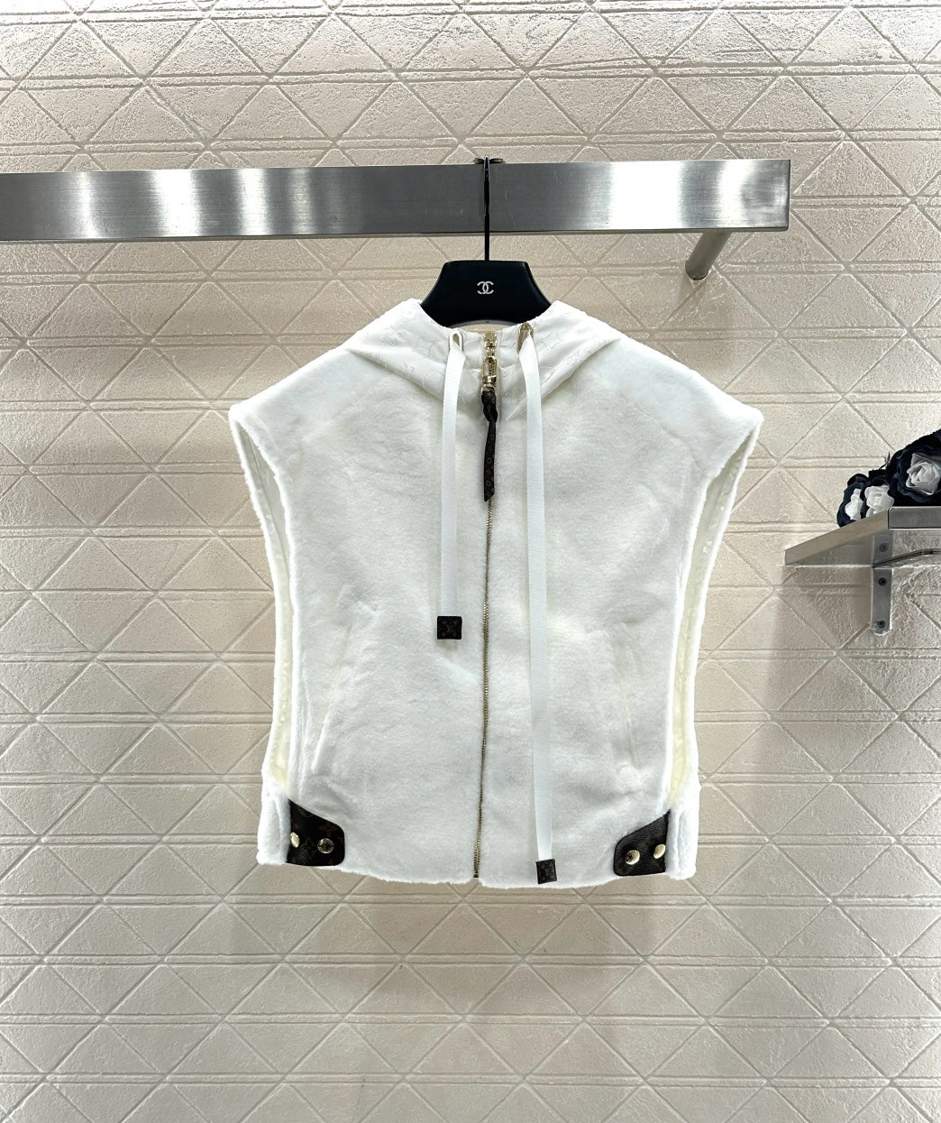 Hooded plush camisole vest