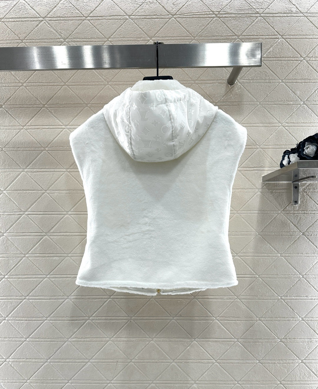 Hooded plush camisole vest