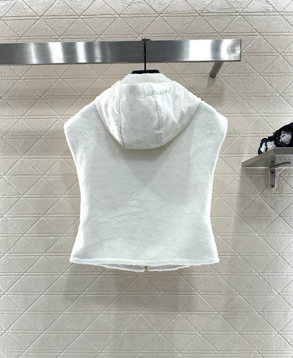 Hooded plush camisole vest