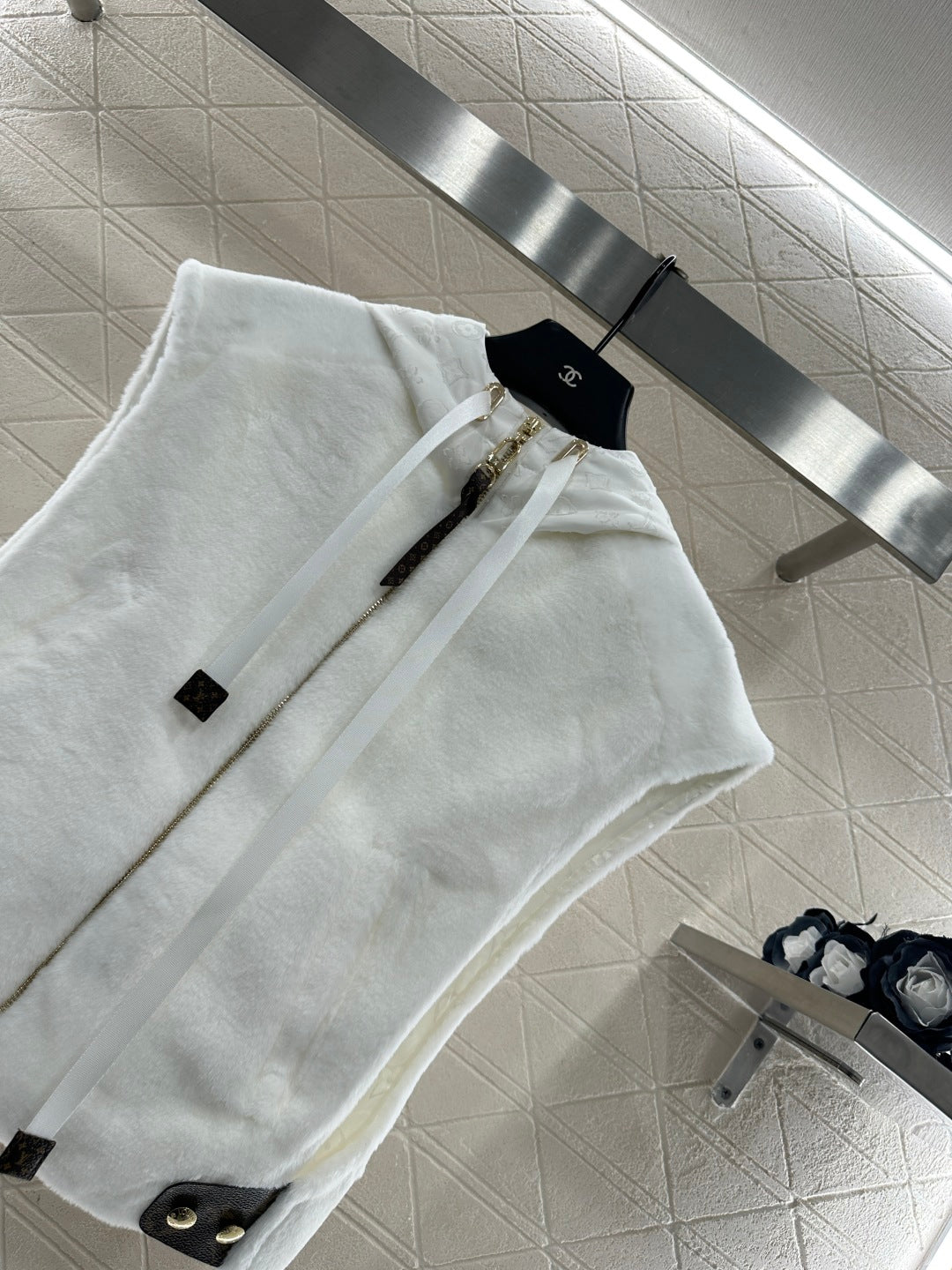 Hooded plush camisole vest